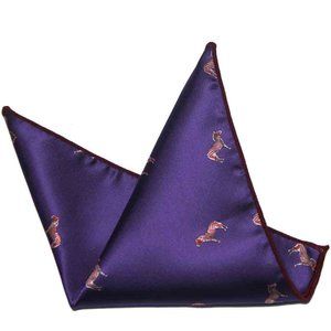 Gascoigne Pocket Square Purple Red Brown Zebras Men's